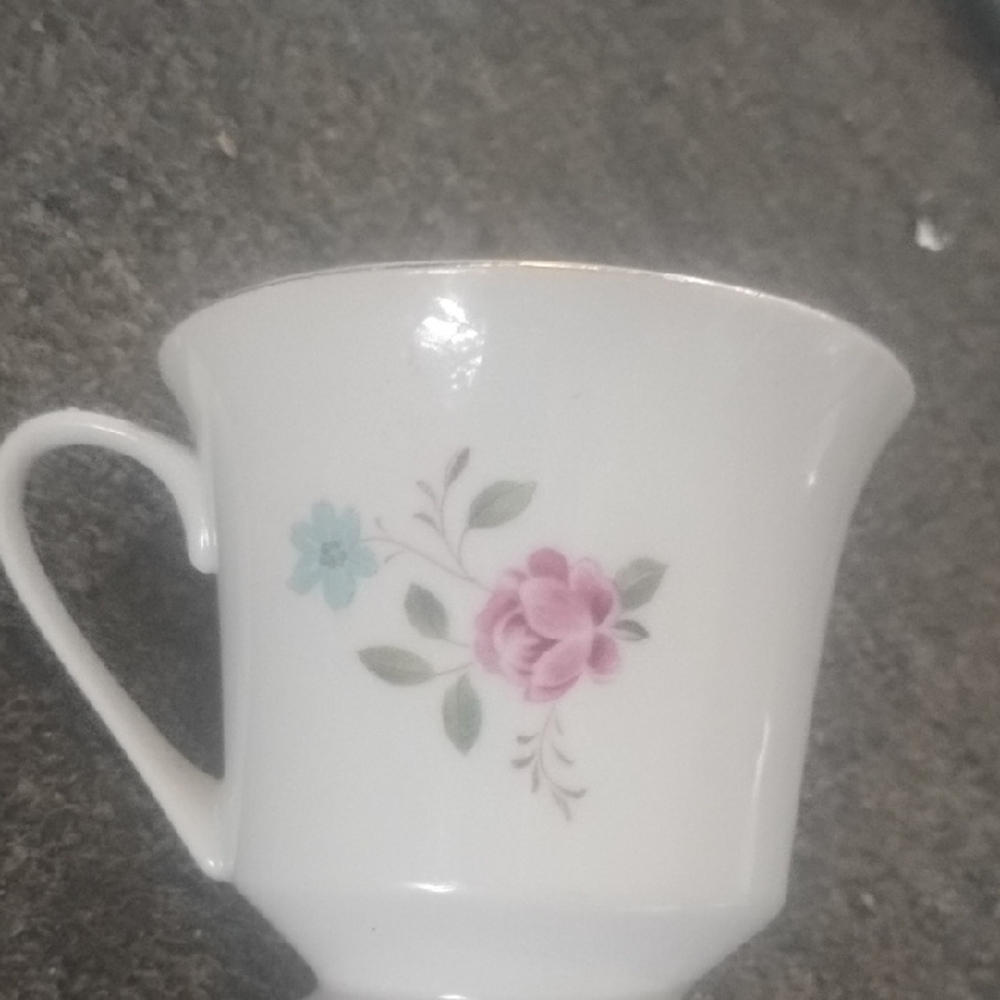 Charming Floral Mug with Pink and Blue Blooms
